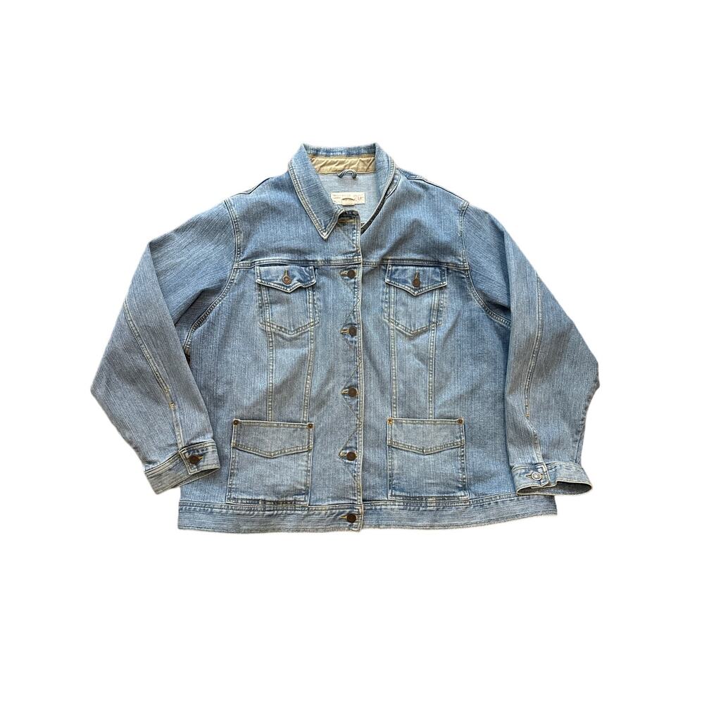 Vintage Eddie Bauer 20 Button Up Women's Blue Denim Jacket Barn Chore Coat 4X